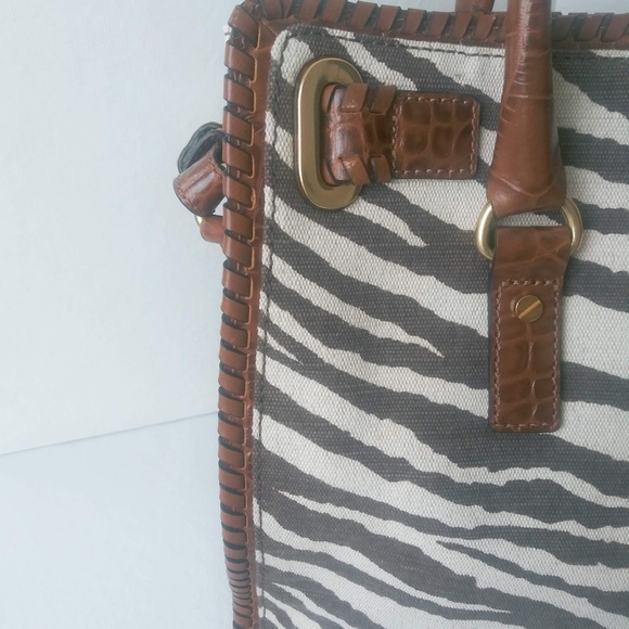 Michael Kors "Hamilton" Zebra Print Canvas & Leather Trim Tote - Picture 11 of 16